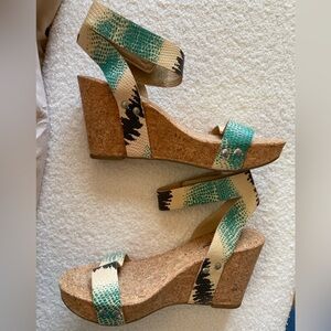 Lucky Brand McDowell Platform Cork Wedge Sandals size 6.5 new
